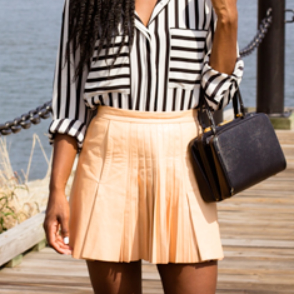 H&M Conscious Collection Pleated Leather Skirt